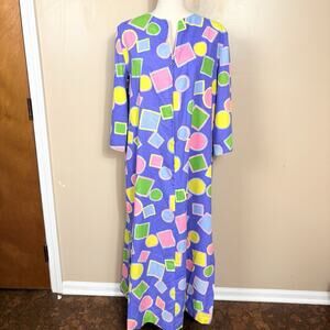 Vintage David Brown California Geometric Maxi Dress Art Teach 80s 90s Size L